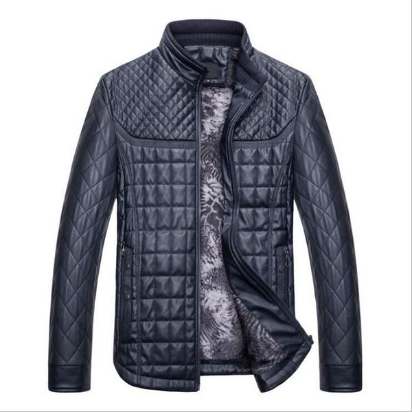 men winter warm faux leather bomber jackets thicken wool lining pu leather coat plus velvet standing collar faux coats, Black
men winter warm faux leather bomber jackets thicken wool lining pu leather coat plus velvet standing collar faux coats, Black