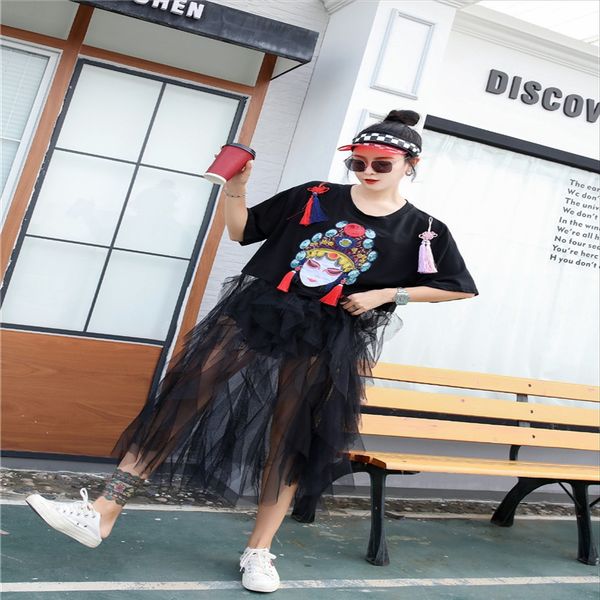 thail fashion brand peking opera facial makeup embroidery sequins women's medium and long t-shirt dress embroidered dress style loose, White
thail fashion brand peking opera facial makeup embroidery sequins women's medium and long t-shirt dress embroidered dress style loose, White
