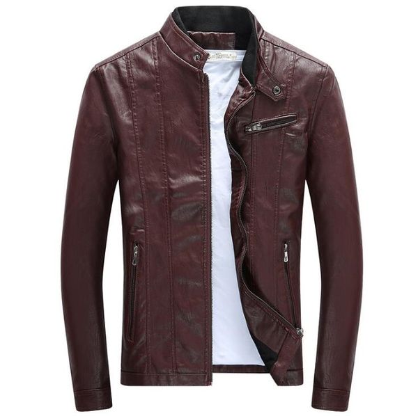 spring autumn mens pu leather jackets stand collar coats male motorcycle slim outerwear mens brand clothing, Black;brown
spring autumn mens pu leather jackets stand collar coats male motorcycle slim outerwear mens brand clothing, Black;brown