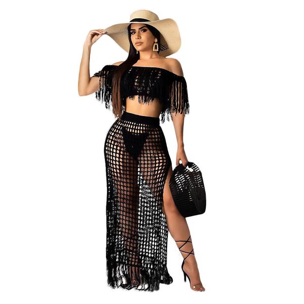 2019 slash neck knit 2 piece set casual women tassel two piece crop and skirt set crochet beach summer outfit, White
2019 slash neck knit 2 piece set casual women tassel two piece crop and skirt set crochet beach summer outfit, White