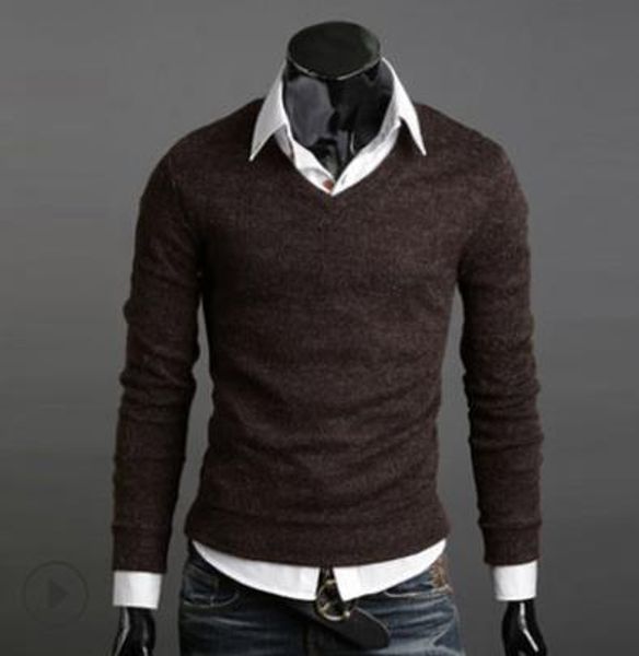 mens v-neck knitted sweatshirts spring autumn fall england style bottoming sweaters, White;black
mens v-neck knitted sweatshirts spring autumn fall england style bottoming sweaters, White;black