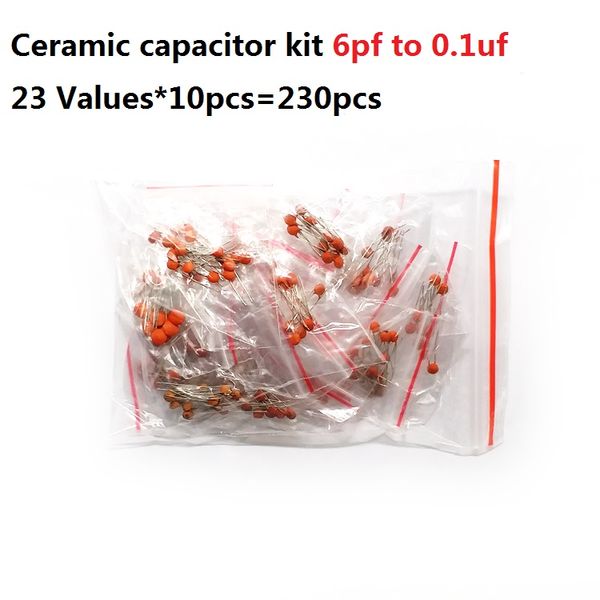 23 values*10pcs=230pcs ceramic capacitor kit 6pf to 0.1uf 50v assorted kit set assortment pack 22pf 30pf 220pf 103 104 100pf 472 
23 values*10pcs=230pcs ceramic capacitor kit 6pf to 0.1uf 50v assorted kit set assortment pack 22pf 30pf 220pf 103 104 100pf 472