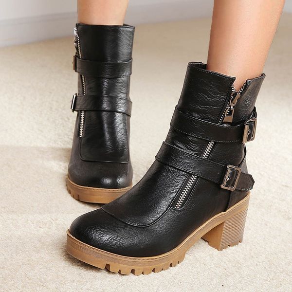 2019 buckle platform boots women high heel ankle boots for women square heel pu leather casual shoes bota feminina, Black
2019 buckle platform boots women high heel ankle boots for women square heel pu leather casual shoes bota feminina, Black