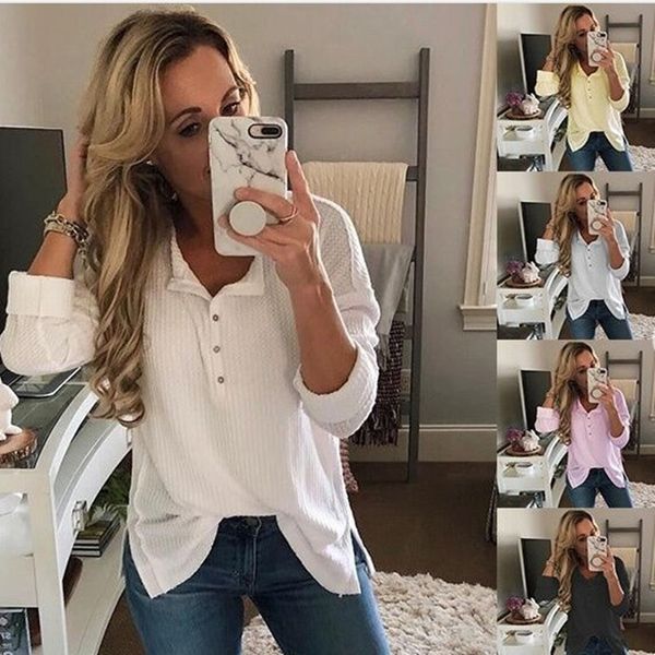 Female Pure Color Tshirt Fashion Designer Stand Collar with Button Tshirt Spring Casual Women Long Sleeve Clothes
Female Pure Color Tshirt Fashion Designer Stand Collar with Button Tshirt Spring Casual Women Long Sleeve Clothes