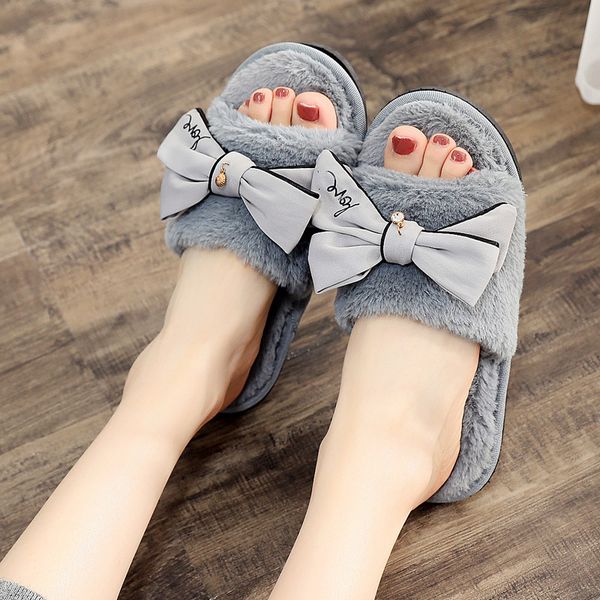 bow-tied decoration fur slippers flat non-slip lazy slip-on slides comfort casual bedroom slides open toe furry women flip flops, Black 
bow-tied decoration fur slippers flat non-slip lazy slip-on slides comfort casual bedroom slides open toe furry women flip flops, Black