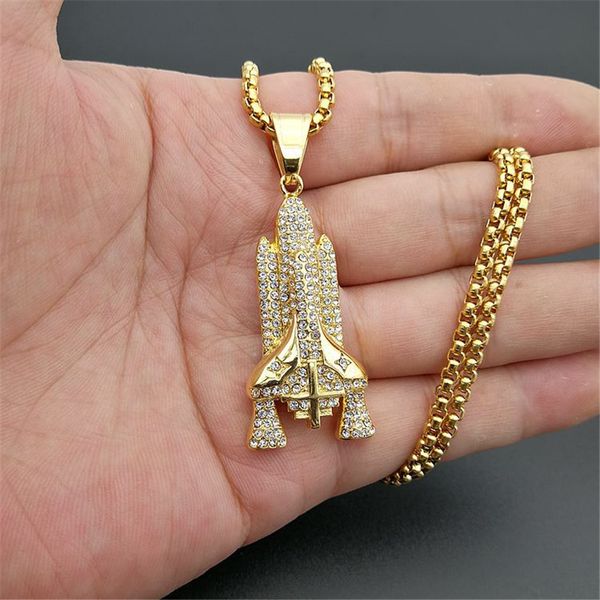 cool mens hip hop jewelry astronaut space shuttle pendant necklace with stainless steel zircon iced out chain for men, Silver
cool mens hip hop jewelry astronaut space shuttle pendant necklace with stainless steel zircon iced out chain for men, Silver