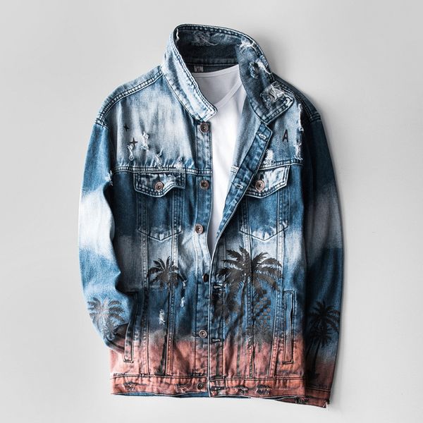 kimsere men fashion hi street ripped printed jean jackets with hole streetwear distressed painted denim trucker jacket outerwear, Black;brown
kimsere men fashion hi street ripped printed jean jackets with hole streetwear distressed painted denim trucker jacket outerwear, Black;brown