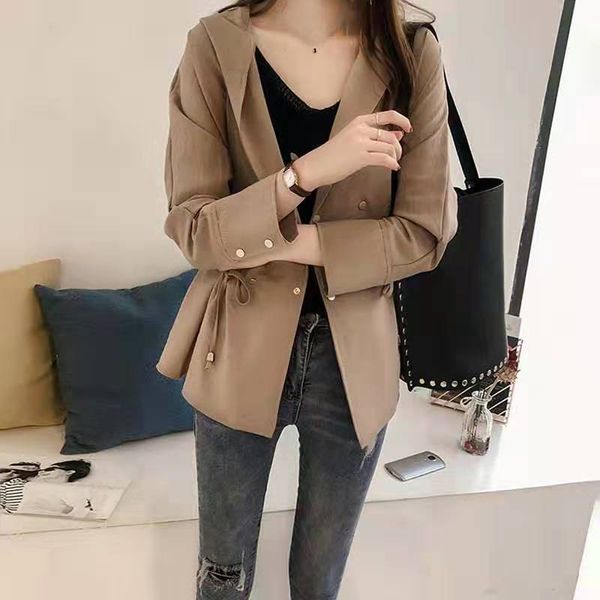 early spring 2019 new korean loose hooded windbreaker women's long casual long sleeve cardigan coat, Tan;black
early spring 2019 new korean loose hooded windbreaker women's long casual long sleeve cardigan coat, Tan;black
