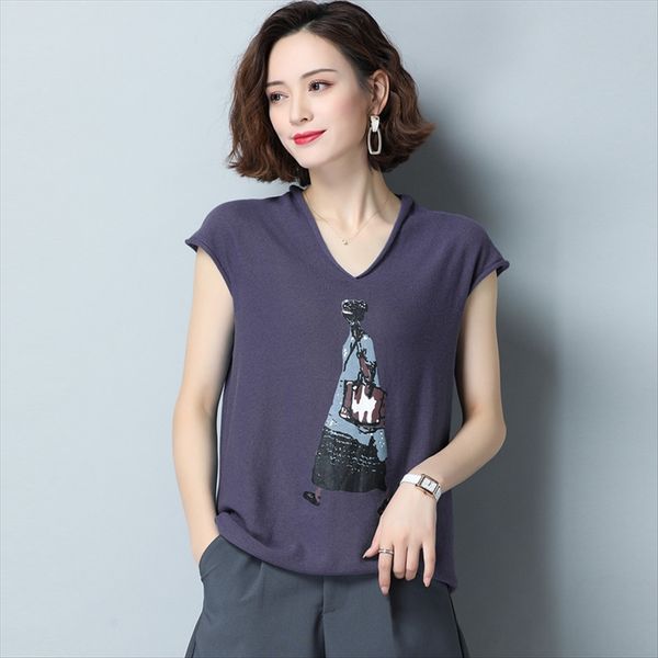 ice silk short-sleeved t-shirt female summer chicken collar loose slim printed sweater all-match v-collar fashion, White
ice silk short-sleeved t-shirt female summer chicken collar loose slim printed sweater all-match v-collar fashion, White