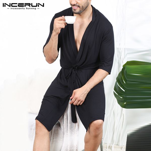 incerun 2020 men robes half sleeve solid comfortable couple bathrobes v neck soft kimono nightgown casual men homewear plus size, Black;brown
incerun 2020 men robes half sleeve solid comfortable couple bathrobes v neck soft kimono nightgown casual men homewear plus size, Black;brown
