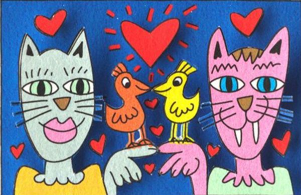 james rizzi - cat your love home decor handpainted oil painting on canvas wall art canvas pictures 191220
james rizzi - cat your love home decor handpainted oil painting on canvas wall art canvas pictures 191220