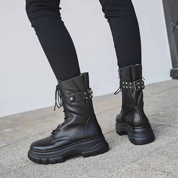 new winter shoes women's keep warm boots cow leather platform rivets thick bottom rome style mid-calf boots mujer, Black
new winter shoes women's keep warm boots cow leather platform rivets thick bottom rome style mid-calf boots mujer, Black