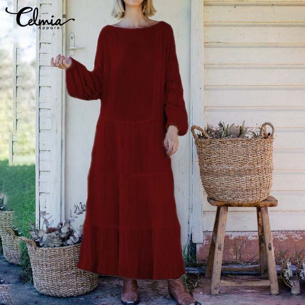 casual dresses bohemian celmia women lace stitching maxi dress 2021 fashion long sleeve ruffles sundress loose party vestidos robe 5xl, Black;gray
casual dresses bohemian celmia women lace stitching maxi dress 2021 fashion long sleeve ruffles sundress loose party vestidos robe 5xl, Black;gray