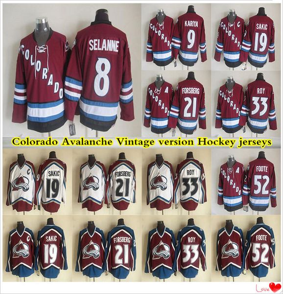 men's colorado avalanche ccm vintage jerseys 19 sakic 33 roy 8 selanne 21 forsberg 52 foote 9 kariya hockey jersey, Black;red
men's colorado avalanche ccm vintage jerseys 19 sakic 33 roy 8 selanne 21 forsberg 52 foote 9 kariya hockey jersey, Black;red