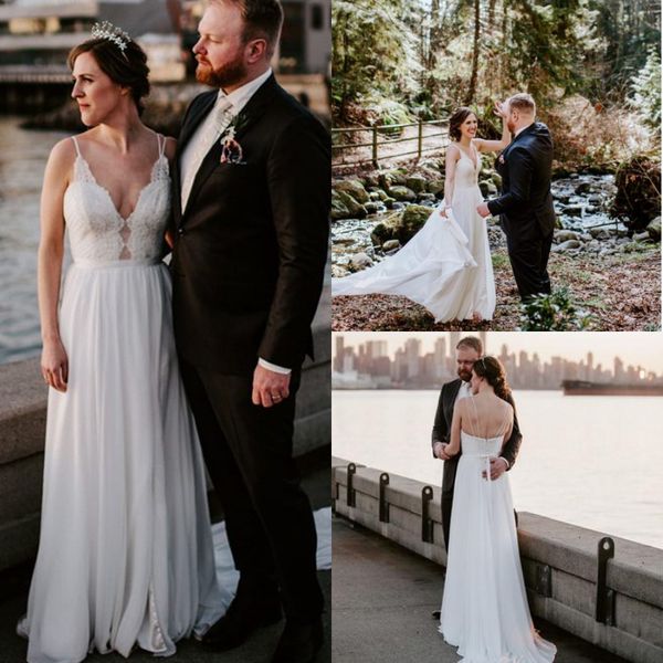 modest spaghetti straps beach wedding dresses open back chiffon bohemian wedding dresses bridal gowns 2019 lace robe de mariée plus, White
modest spaghetti straps beach wedding dresses open back chiffon bohemian wedding dresses bridal gowns 2019 lace robe de mariée plus, White