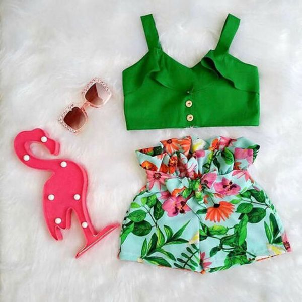 Toddler Baby Girls Floral Vest Sleeveless Off Shoulder Crop Tops Floral Printed Shorts Outfits Clothes, Green
Toddler Baby Girls Floral Vest Sleeveless Off Shoulder Crop Tops Floral Printed Shorts Outfits Clothes, Green