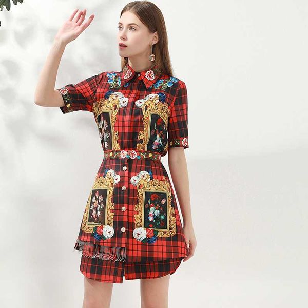 two piece dress 2021 spring pretty plaid women sets short sleeve +skirts slim female suits, White
two piece dress 2021 spring pretty plaid women sets short sleeve +skirts slim female suits, White