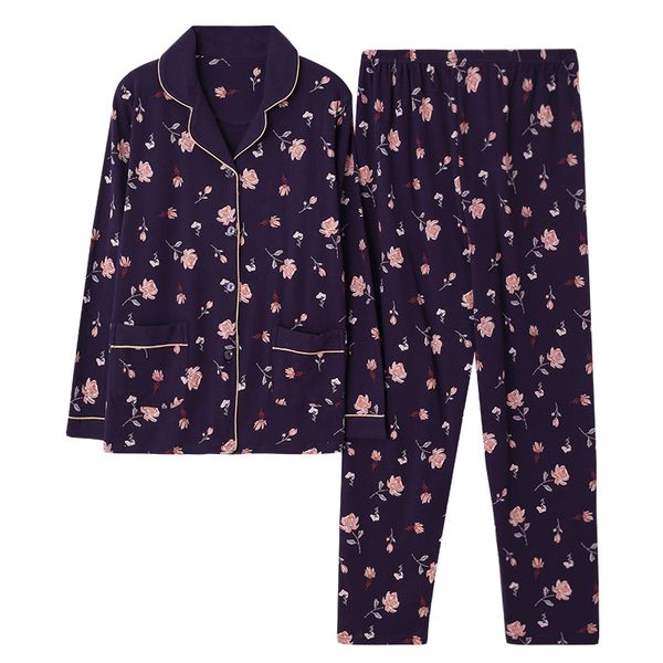 women pajamas set cotton purple cardigan flower print long pants 2 piece sets lady fashion pajamas set for women pijama muje, Black;red
women pajamas set cotton purple cardigan flower print long pants 2 piece sets lady fashion pajamas set for women pijama muje, Black;red