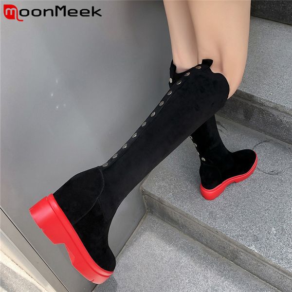 moonmeek 2020 new knee high boots women round toe flock+suede leather boots platform inside increasing shoes autumn winter, Black
moonmeek 2020 new knee high boots women round toe flock+suede leather boots platform inside increasing shoes autumn winter, Black