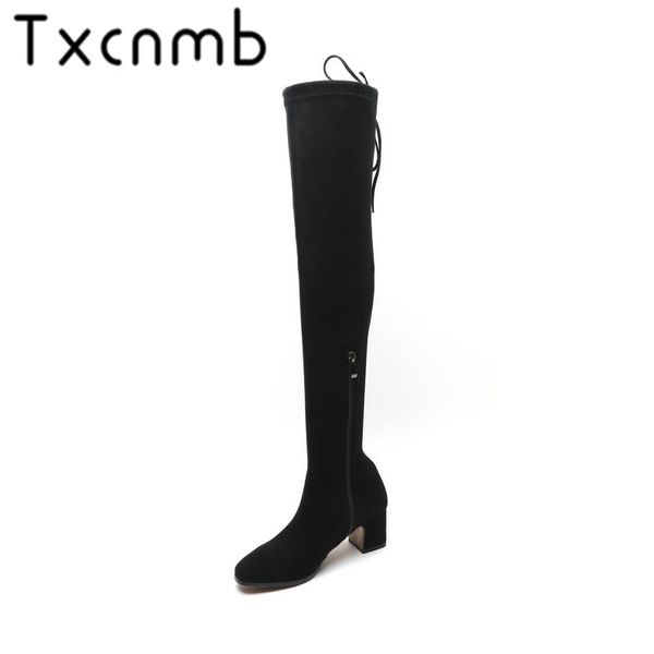 txcnmb 2019 boots women over the boots for women winter kid suede leather high heel round toe shoes woman size 40, Black
txcnmb 2019 boots women over the boots for women winter kid suede leather high heel round toe shoes woman size 40, Black