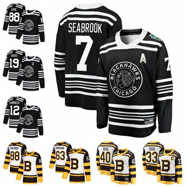 boston bruins chicago blackhawks jersey 7 brent seabrook jersey 10 patrick sharp 40 tuukka rask 12 alex debrincat hockey jersey stitched, Black;red