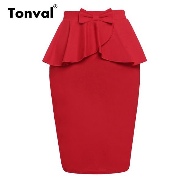 tonval red solid ruffle office lady pencil skirt women bow vintage slit back bodycon skirts ladies summer high waist skirts, Black
tonval red solid ruffle office lady pencil skirt women bow vintage slit back bodycon skirts ladies summer high waist skirts, Black