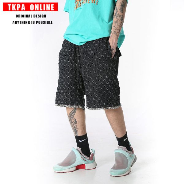 tkpa new shift pants men's and women's casual hole design pants loose spot cowboy shorts student trend brand, Blue
tkpa new shift pants men's and women's casual hole design pants loose spot cowboy shorts student trend brand, Blue