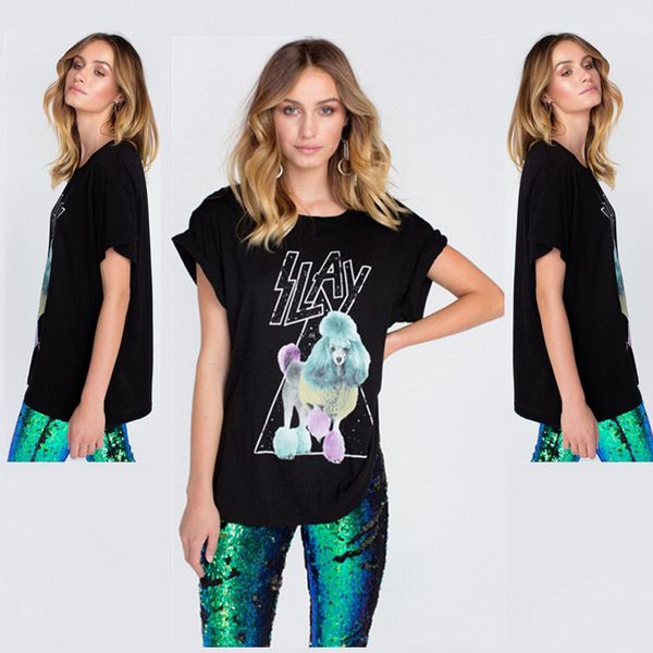 fashion basic t-shirt women's loose dog print short sleeve tee casual short sleeve black, White
fashion basic t-shirt women's loose dog print short sleeve tee casual short sleeve black, White