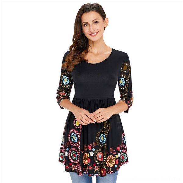 seven-point sleeve large size t-shirt autumn round collar printed women's 250396 t-shirt pullover pullover, White
seven-point sleeve large size t-shirt autumn round collar printed women's 250396 t-shirt pullover pullover, White