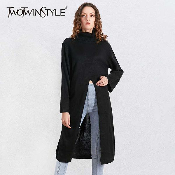 twotwinstyle casual knitting women sweater turtleneck long sleeve high waist side split sweaters female 2020 fashion clothes new, White;black
twotwinstyle casual knitting women sweater turtleneck long sleeve high waist side split sweaters female 2020 fashion clothes new, White;black