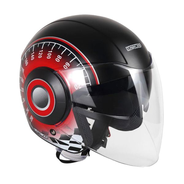 double lens motorcycle motorbike 3/4 open face helmet riding helmets