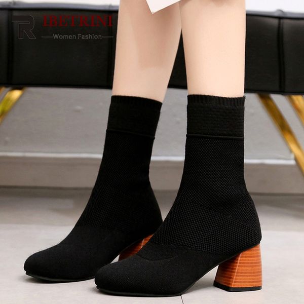 ribetrini new ins ladies chunky high heels sock shoes woman 2020 fashion slip on ankle boots casual party boots women, Black
ribetrini new ins ladies chunky high heels sock shoes woman 2020 fashion slip on ankle boots casual party boots women, Black