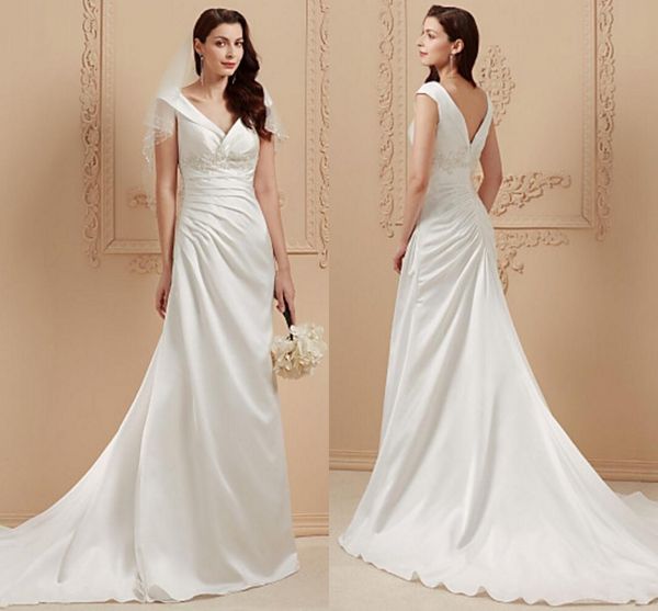 v-neck chapel train wedding dresses with beading appliques open back sleeveless wedding dresses white satin mermaid gowns
v-neck chapel train wedding dresses with beading appliques open back sleeveless wedding dresses white satin mermaid gowns