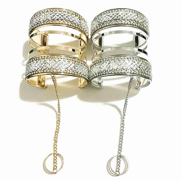 gothletic gold/rhodium color rhinestone open metal cuff slave bracelets & bangles & ring pack hand harness fashion jewelry set, Silver
gothletic gold/rhodium color rhinestone open metal cuff slave bracelets & bangles & ring pack hand harness fashion jewelry set, Silver