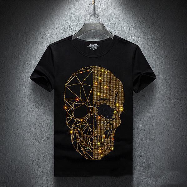 summer mens skulls rhinestones t shirts modal cotton o neck short sleeve slim tee shirt, Black
summer mens skulls rhinestones t shirts modal cotton o neck short sleeve slim tee shirt, Black