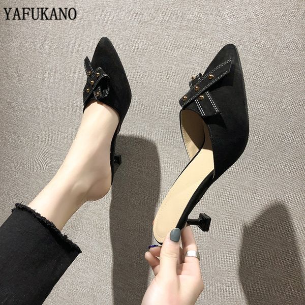 new woman fashion crossed plentiful rivets casual pointed toed women half mules slippers stilettos heels loafers babouche shoes, Black
new woman fashion crossed plentiful rivets casual pointed toed women half mules slippers stilettos heels loafers babouche shoes, Black
