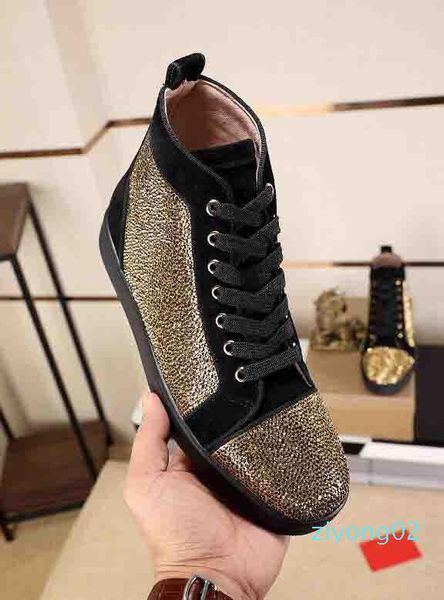 with box,dust bag) red bottom sneakers rhinestone strass high sneakers red sole women men flats fashion casual shoe disc z02, Black
with box,dust bag) red bottom sneakers rhinestone strass high sneakers red sole women men flats fashion casual shoe disc z02, Black