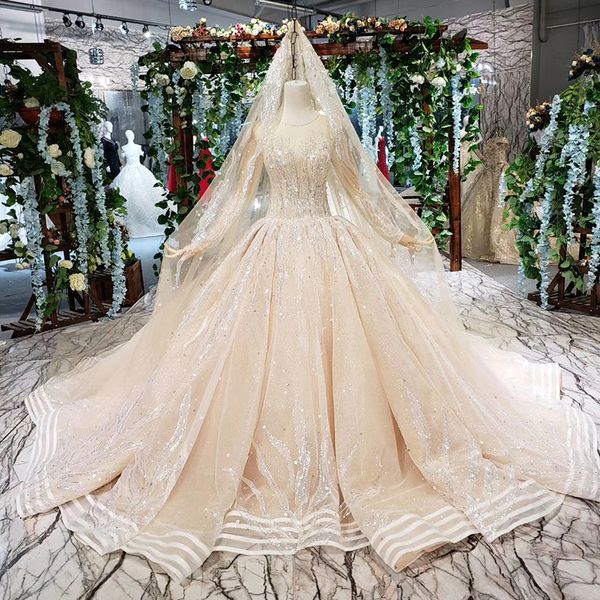 2019 latest saudi arabia wedding dresses long tulle sleeve backless lace up back long lace veil shining crystal sequins bridal gowns garden, White
2019 latest saudi arabia wedding dresses long tulle sleeve backless lace up back long lace veil shining crystal sequins bridal gowns garden, White