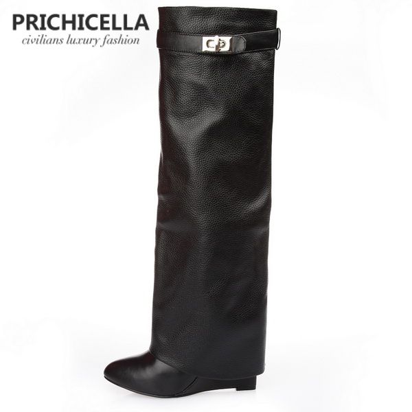 prichicella genuine leather pointed toe buckle strap lock wedge gladiator knee high tall boots size34-42, Black
prichicella genuine leather pointed toe buckle strap lock wedge gladiator knee high tall boots size34-42, Black