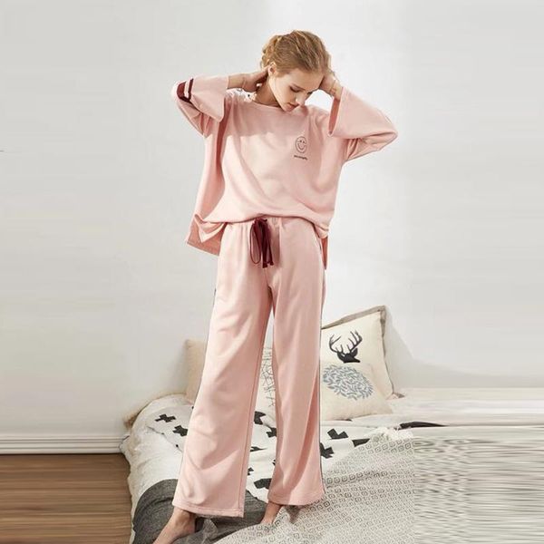 2 fashion women's round neck pattern long-sleeved shirt + solid color trousers home service suit cotton blend comfortable, Blue;gray
2 fashion women's round neck pattern long-sleeved shirt + solid color trousers home service suit cotton blend comfortable, Blue;gray