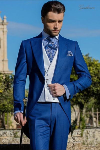 morning style one button blue wedding groom tuxedos peak lapel groomsmen mens dinner blazer suits (jacket+pants+vest+tie, Black;gray
morning style one button blue wedding groom tuxedos peak lapel groomsmen mens dinner blazer suits (jacket+pants+vest+tie, Black;gray