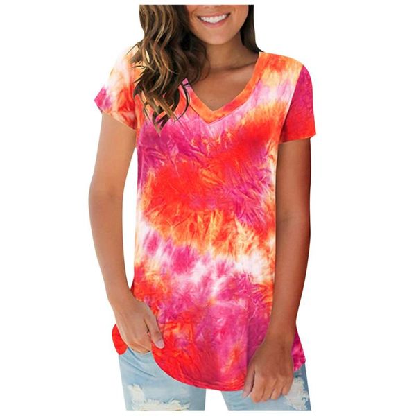 38# women tie-dye basic blouse plus size womens and blouses v neck short sleeve shirts summer casual blusa feminina, White
38# women tie-dye basic blouse plus size womens and blouses v neck short sleeve shirts summer casual blusa feminina, White