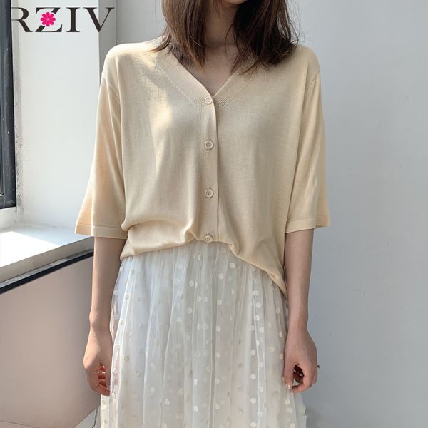 rziv summer women knitted cardigan sweater leisure thin solid color v-neck short sleeve sweater, White
rziv summer women knitted cardigan sweater leisure thin solid color v-neck short sleeve sweater, White