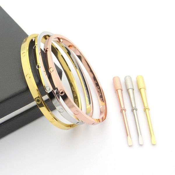 Love bracelets Bangles For Women Stainless Steel Gold Silver Rose Gold Screwdriver Bracelets Wristband thin lovers Bracelet Women With 4mm
Love bracelets Bangles For Women Stainless Steel Gold Silver Rose Gold Screwdriver Bracelets Wristband thin lovers Bracelet Women With 4mm