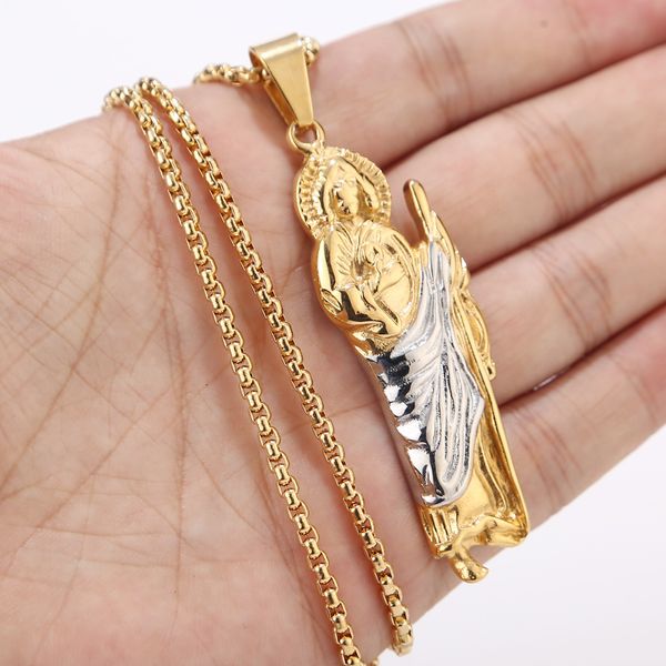60cm stainless steel st. jude thaddeus pray for us religious charm pendant with 2mm box chain necklace, Silver
60cm stainless steel st. jude thaddeus pray for us religious charm pendant with 2mm box chain necklace, Silver