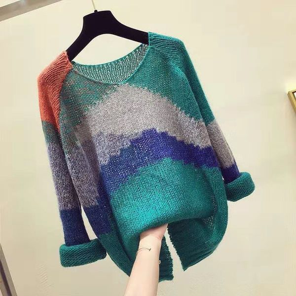 women sweater autumn winter crewneck knitted jumper tie dye loose casual warm female pullover pull femme, White;black
women sweater autumn winter crewneck knitted jumper tie dye loose casual warm female pullover pull femme, White;black