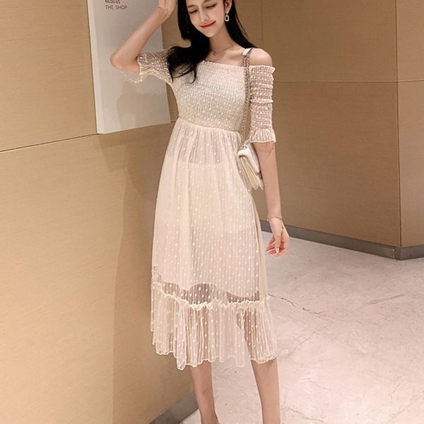 bgteever vintage off-shoulder slash-neck women lace party dress summer 2 layers ruffles polka dot female evening elegant dress, Black;gray
bgteever vintage off-shoulder slash-neck women lace party dress summer 2 layers ruffles polka dot female evening elegant dress, Black;gray
