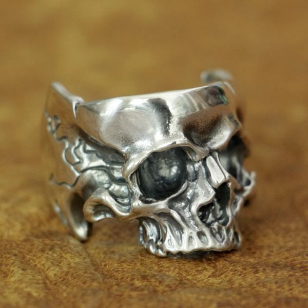 925 sterling silver head open twisted mens biker punk ring ta186, Golden;silver
925 sterling silver head open twisted mens biker punk ring ta186, Golden;silver