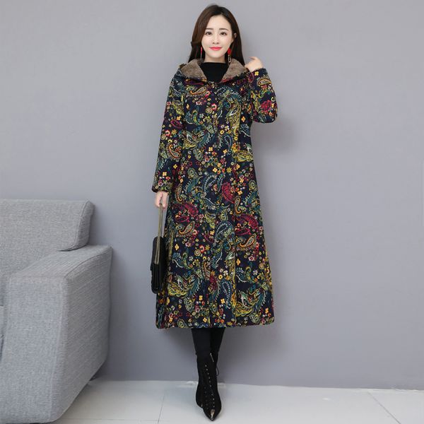 p shoot 2018 autumn and winter ethnic-style large size cotton linen retro literature and art brushed thick hooded trench, Blue;black
p shoot 2018 autumn and winter ethnic-style large size cotton linen retro literature and art brushed thick hooded trench, Blue;black
