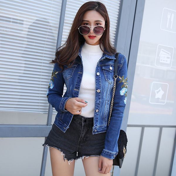 womens spring casual turtleneck long sleeve jean coat slim street wear short denim jackets floral embroidery denim jacket, Black;brown
womens spring casual turtleneck long sleeve jean coat slim street wear short denim jackets floral embroidery denim jacket, Black;brown